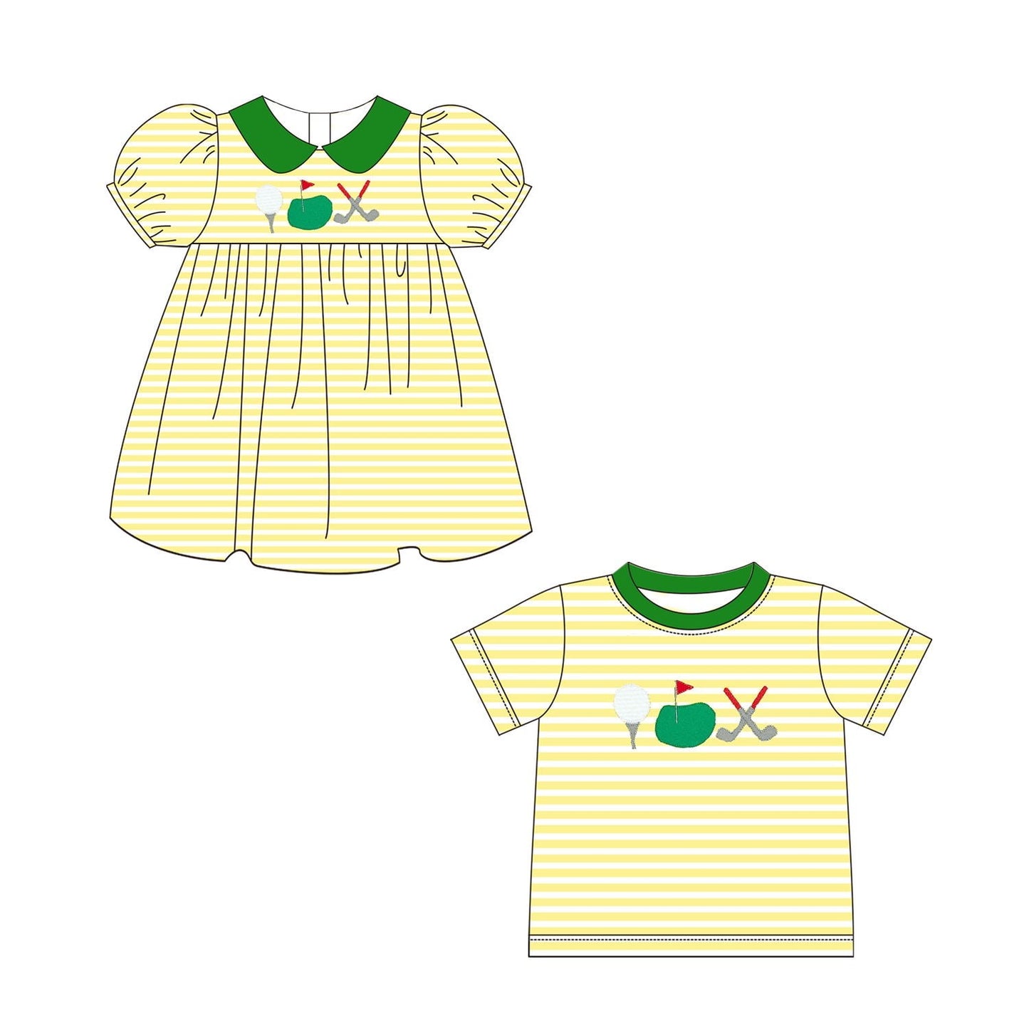 Embroidered golf sibling match RTS boys shirt only