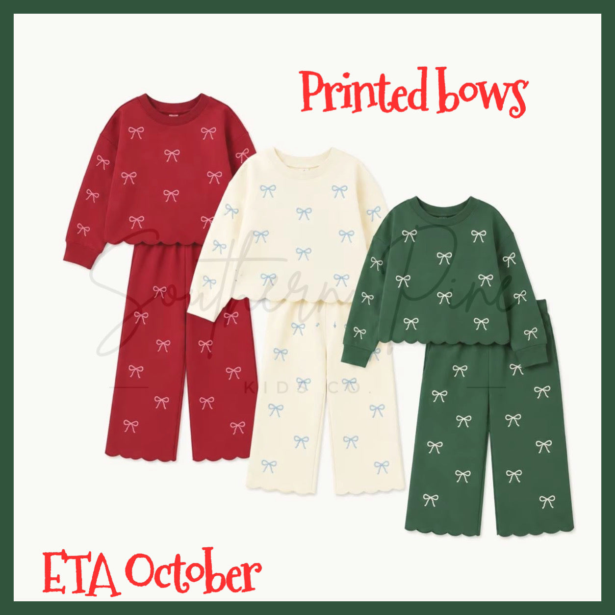 Printed bow girl sets