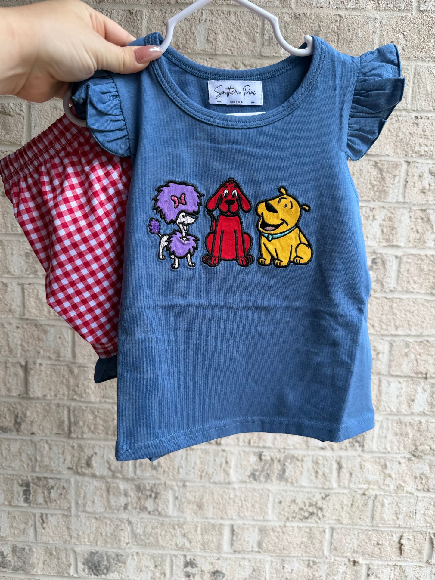 RTS big red dog girls short set