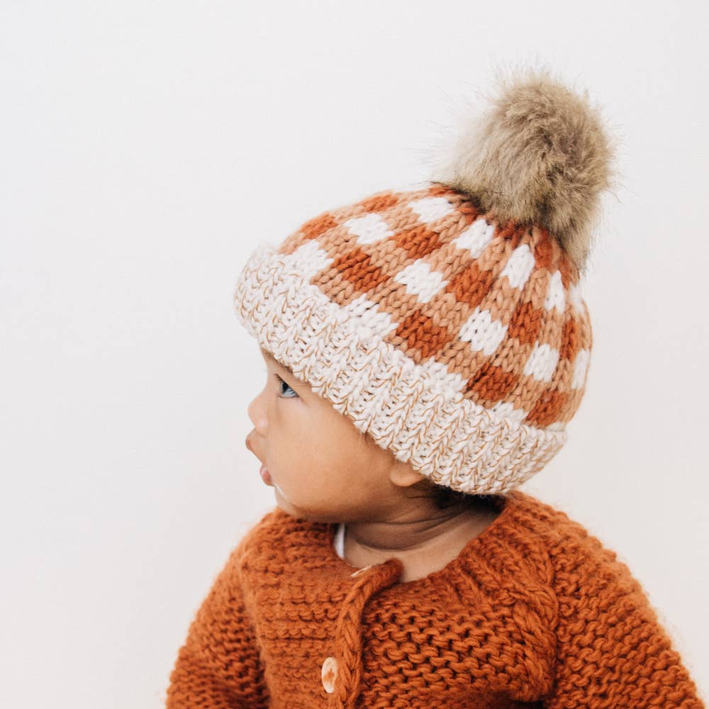 Sienna Buffalo Check Pom Pom Beanie Hat Baby & Kids