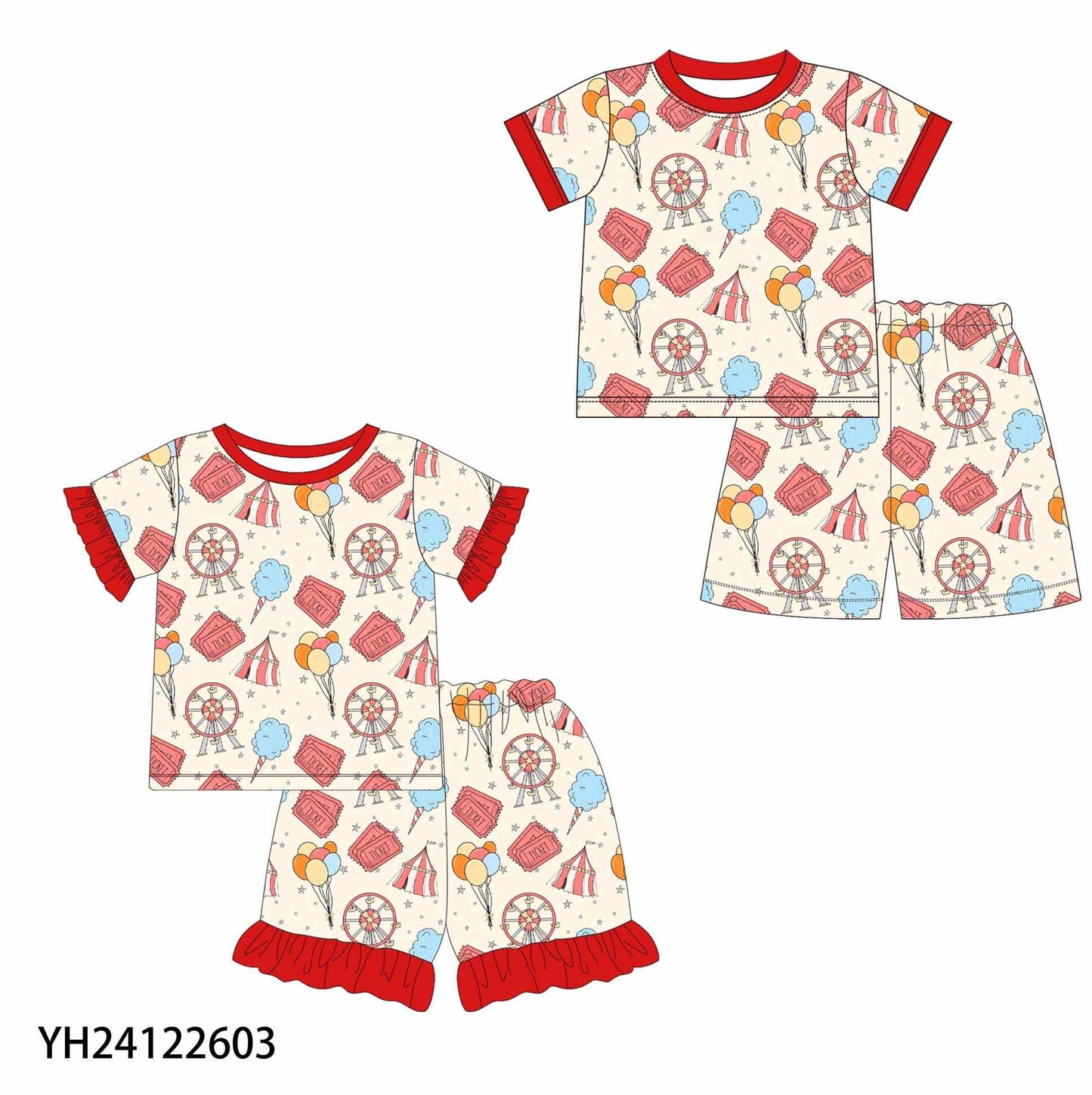 PO16 circus cutie pajama sets