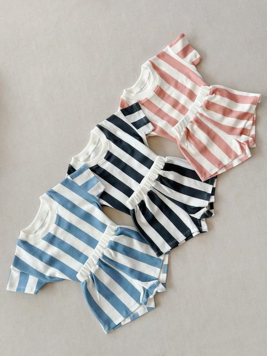 Striped short set