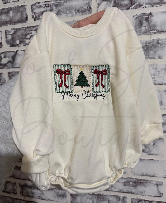 Embroidered merry Christmas bubbles