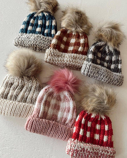 Sienna Buffalo Check Pom Pom Beanie Hat Baby & Kids