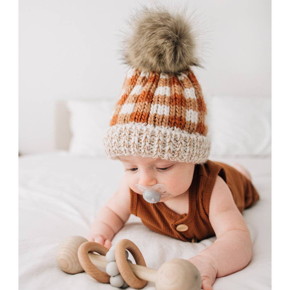 Sienna Buffalo Check Pom Pom Beanie Hat Baby & Kids